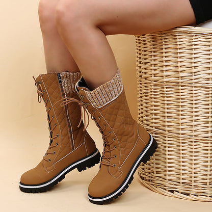MARTINA | Flat Heel Lace-Up Boots