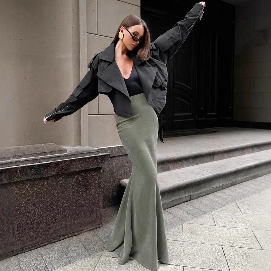 SILVIA | Silver Fishtail Skirt 