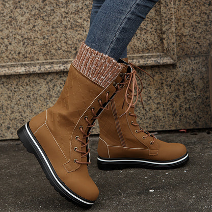 MARTINA | Flat Heel Lace-Up Boots