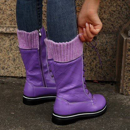 MARTINA | Flat Heel Lace-Up Boots