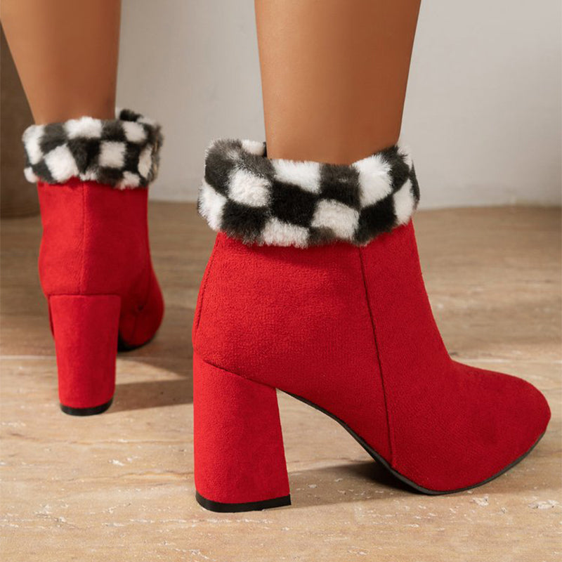CHICA | Botines de felpa a cuadros
