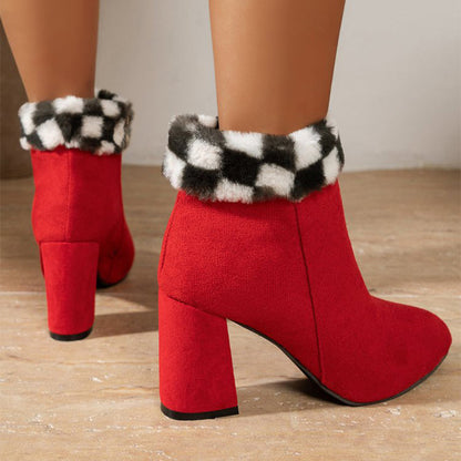 CHICA | Botines de felpa a cuadros