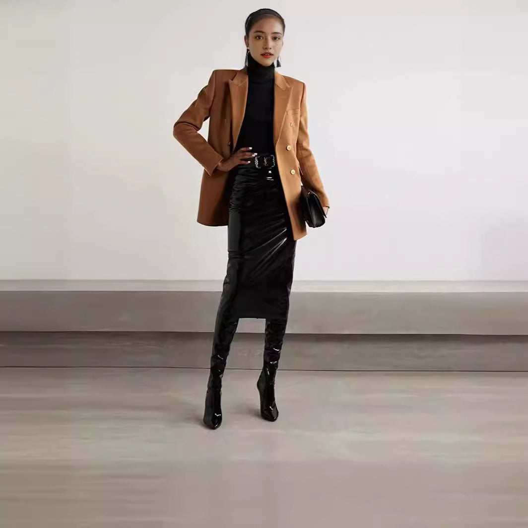 ALYSSA | Slim Leather Skirt 