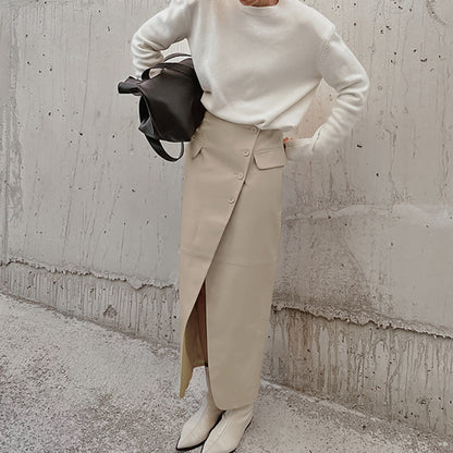 ELODIE | Retro Matte Leather Skirt
