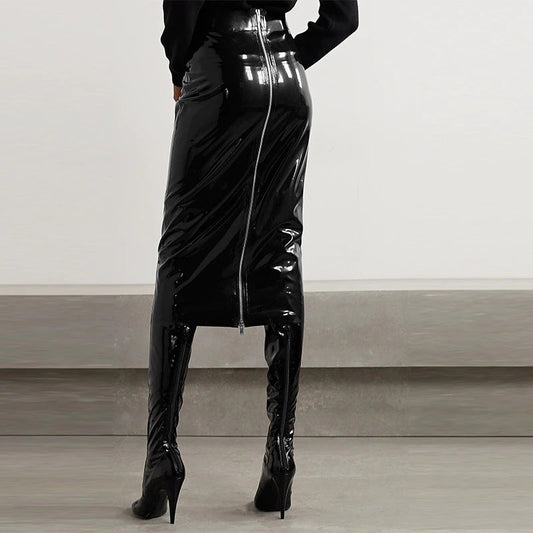 ALYSSA | Slim Leather Skirt 
