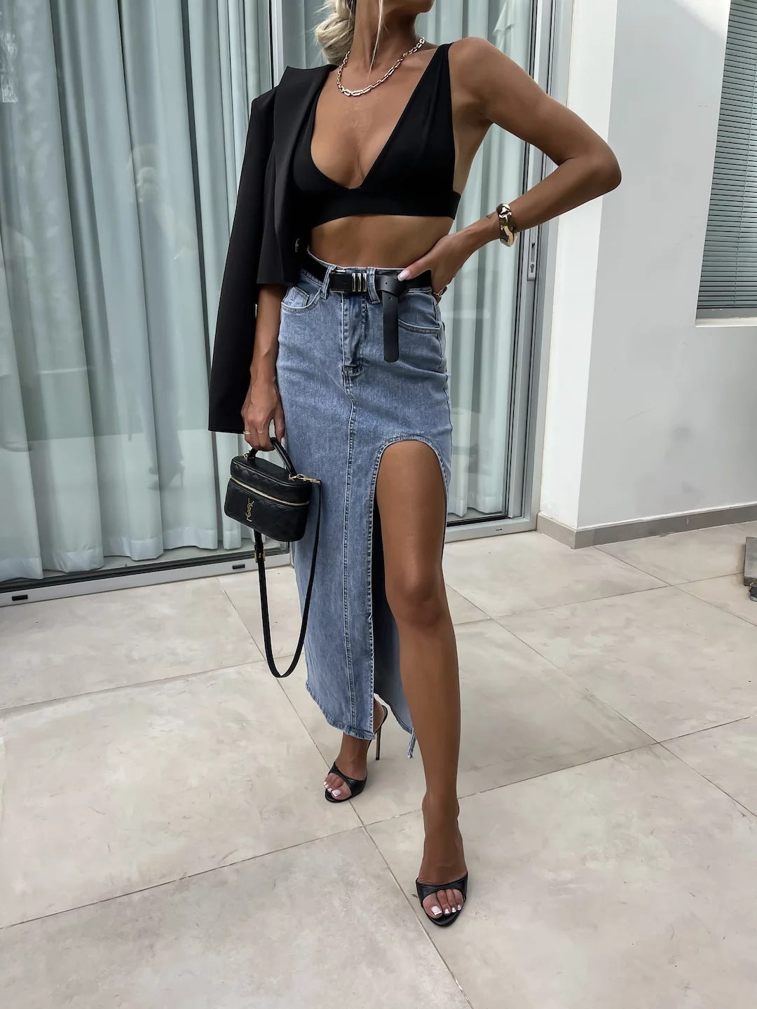 VINTAGEA | High Waisted Denim Skirt 