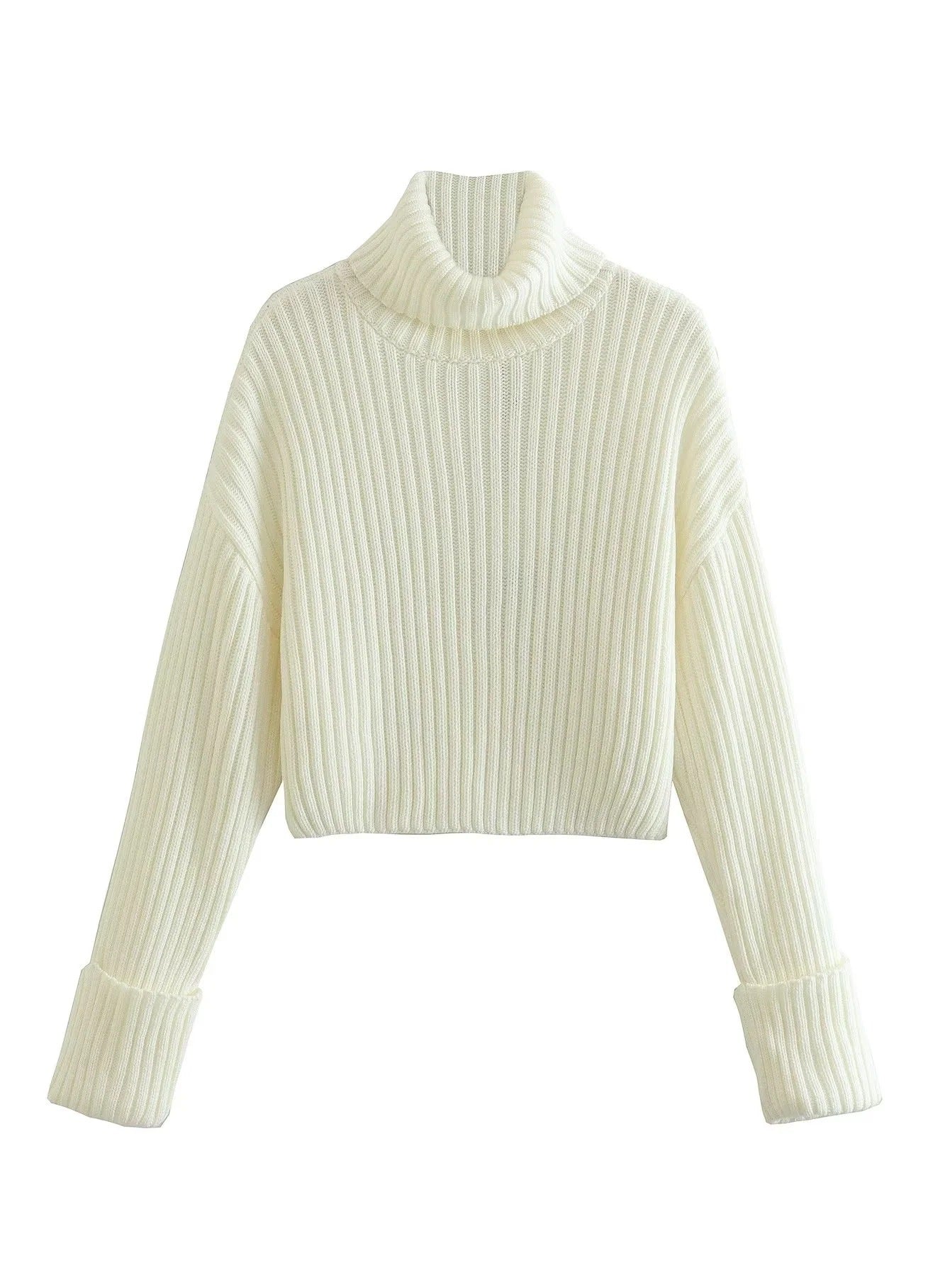 RUBY | Striped Cropped High Neck Sweater