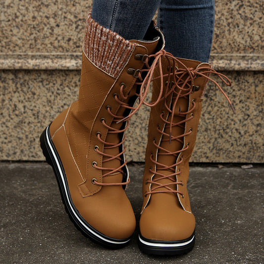 MARTINA | Flat Heel Lace-Up Boots