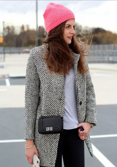 VALETTE: Checked Wool Coat