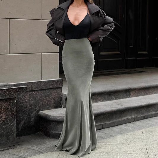SILVIA | Silver Fishtail Skirt 