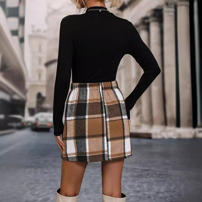 LUCILLE | Classic Style Plaid Skirt