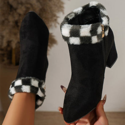 CHICA | Botines de felpa a cuadros