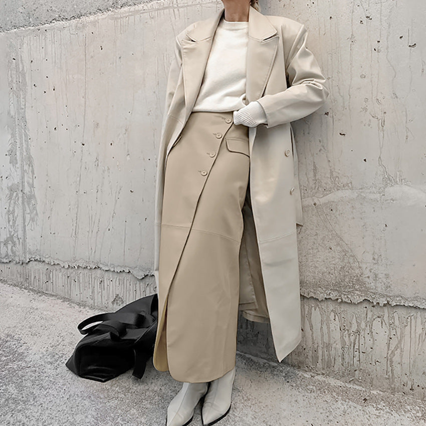 ELODIE | Retro Matte Leather Skirt
