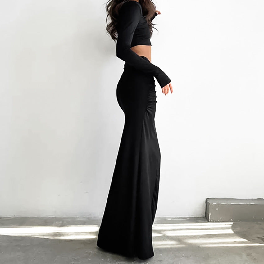 VIRGINIE | Chic Black Fishtail Skirt