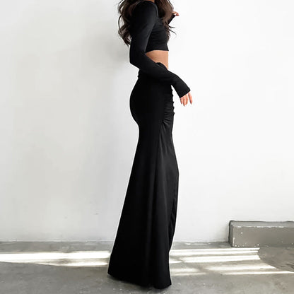 VIRGINIE | Chic Black Fishtail Skirt
