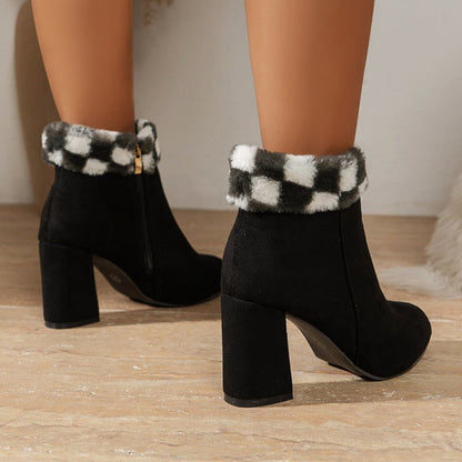 CHICA | Botines de felpa a cuadros