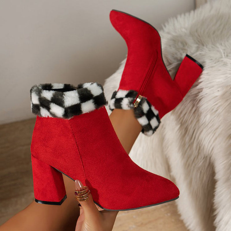 CHICA | Botines de felpa a cuadros