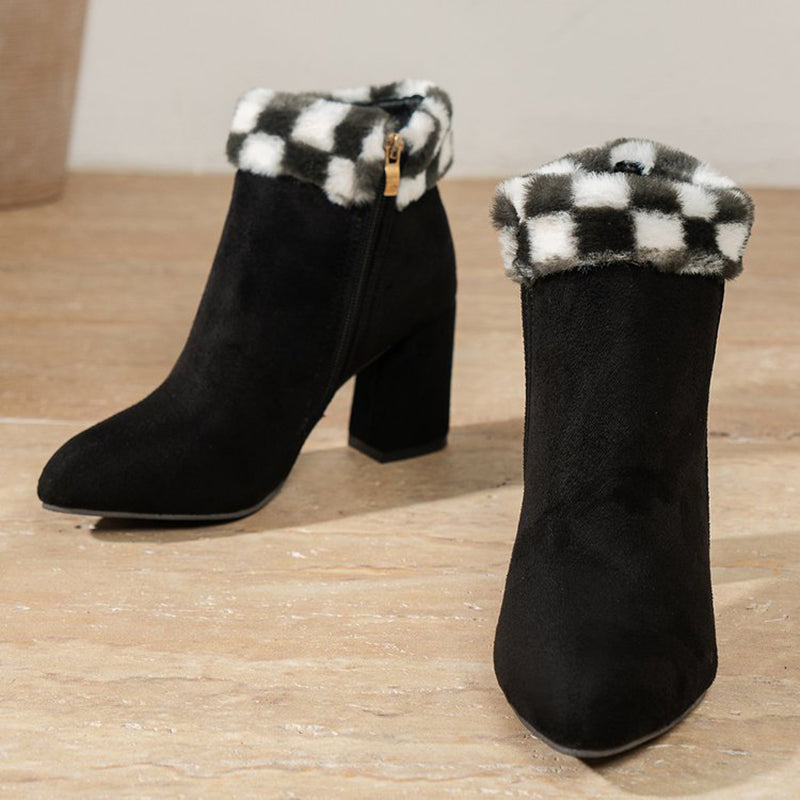 CHICA | Botines de felpa a cuadros
