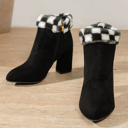 CHICA | Botines de felpa a cuadros