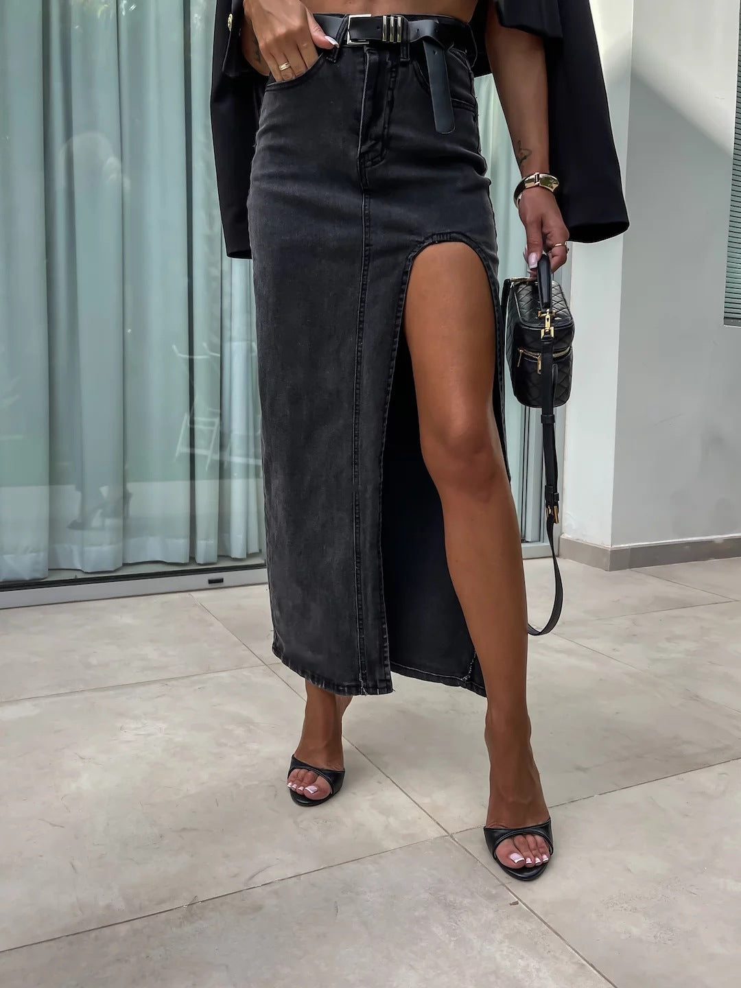 VINTAGEA | High Waisted Denim Skirt 