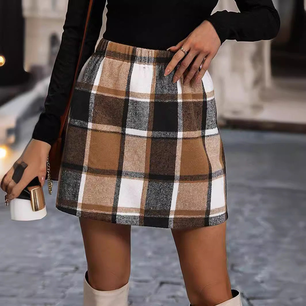 LUCILLE | Classic Style Plaid Skirt