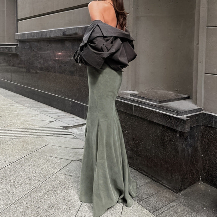 SILVIA | Silver Fishtail Skirt 