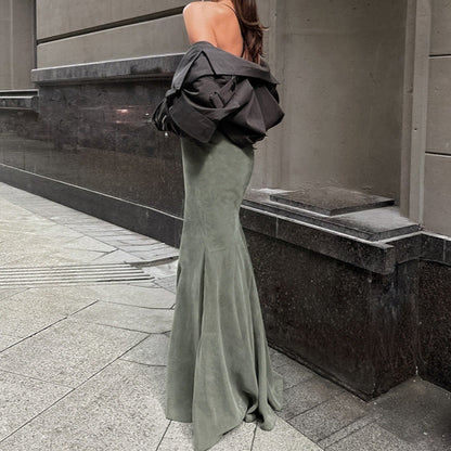 SILVIA | Silver Fishtail Skirt 