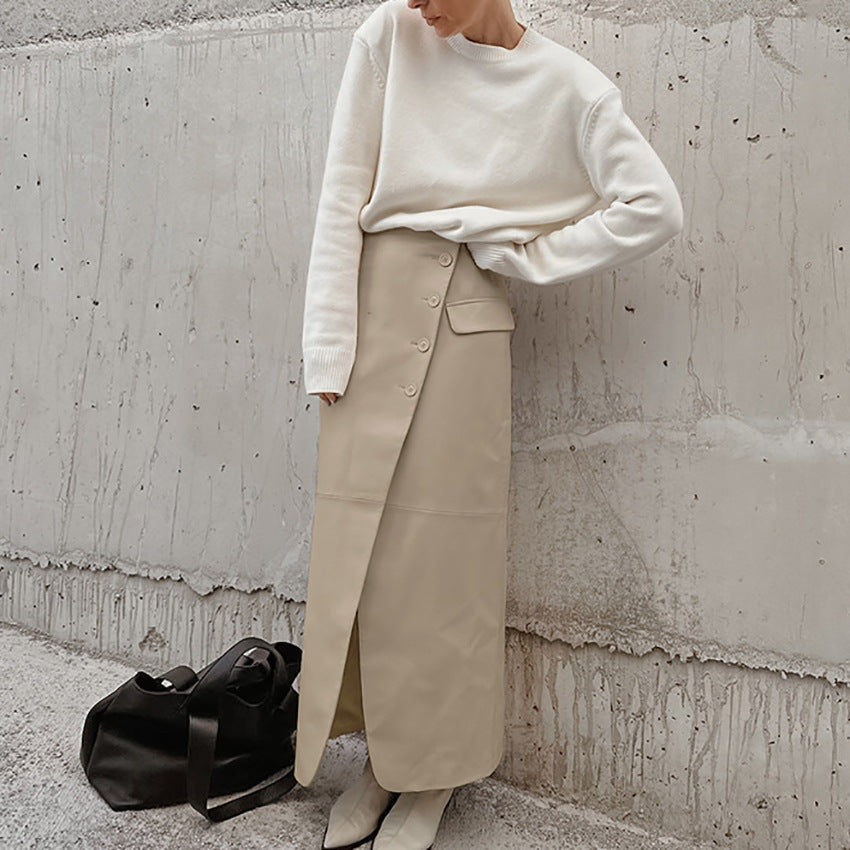 ELODIE | Retro Matte Leather Skirt