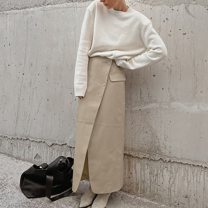 ELODIE | Retro Matte Leather Skirt