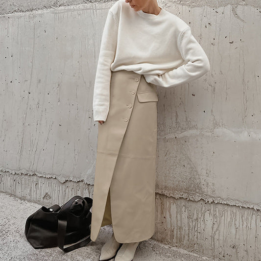 ELODIE | Retro Matte Leather Skirt