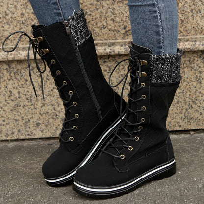 MARTINA | Flat Heel Lace-Up Boots