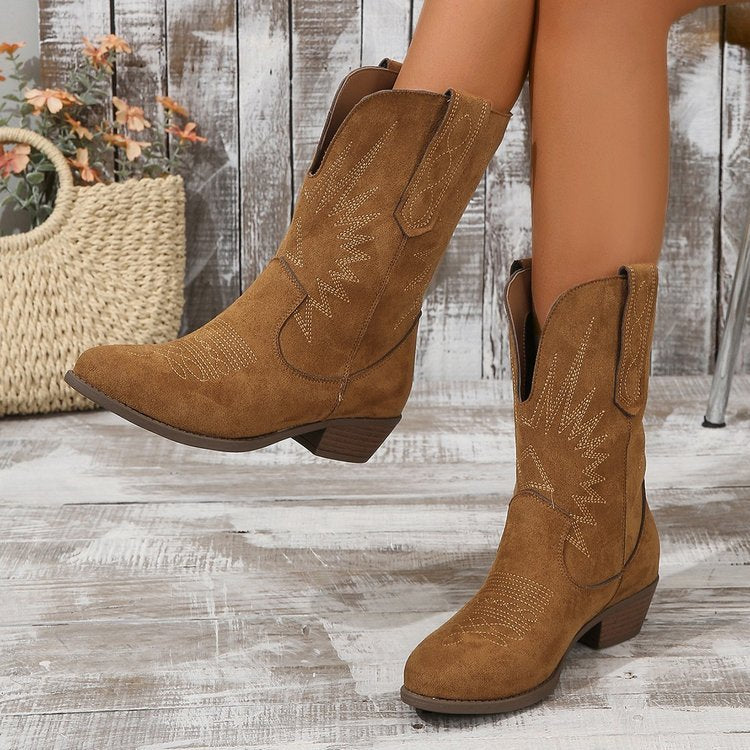 MILA | Western Suede Boots 