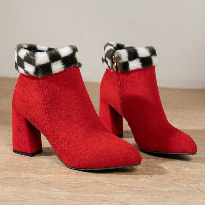 CHICA | Botines de felpa a cuadros
