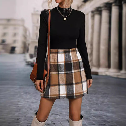 LUCILLE | Classic Style Plaid Skirt